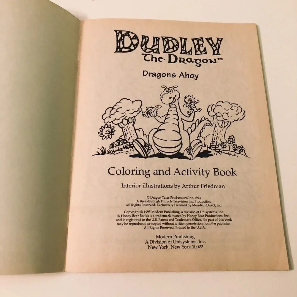 Vintage 1995 The  Adventures of Dudley The Dragon Coloring and Activity Books - Picture 4 of 16